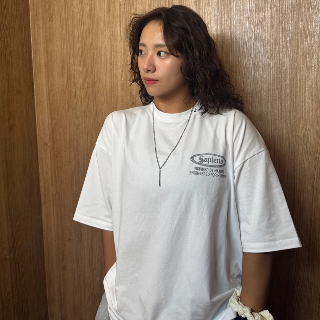 Sapiens Human Code Over Fit Short Sleeves White, [KREAM 단독][예약 배송] Sapiens Engineered Over Fit Shorts Gray 착용 스타일 - 4
