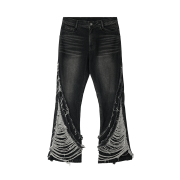 BLR Destroyed Crush Double Line Washing Denim Pants