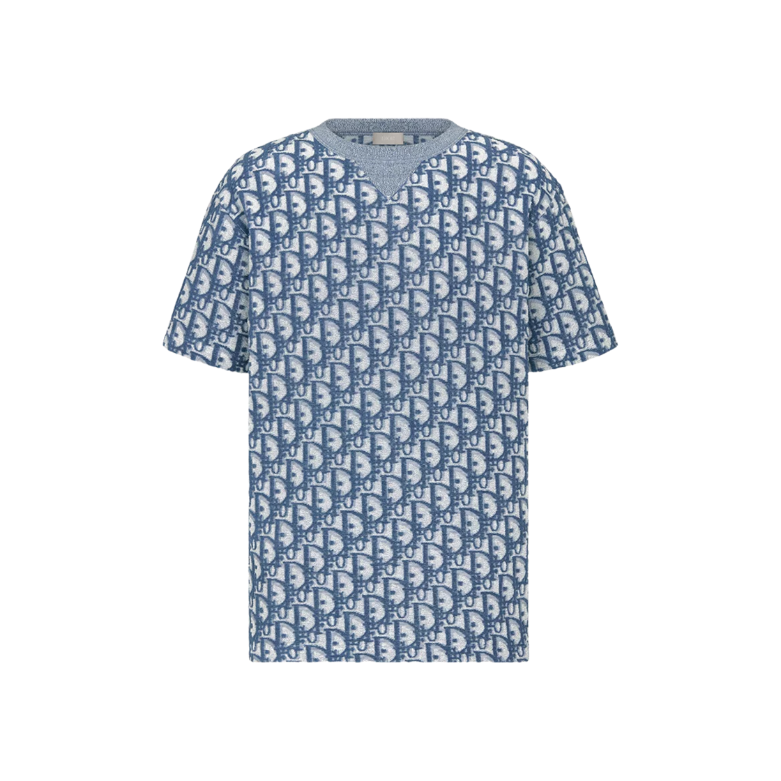 디올 테리 코튼 저지 오블리크 릴렉스드 핏 티셔츠 블루 화이트(Dior Terry Cotton Jersey Oblique Relaxed Fit T-Shirt Blue White) - 1