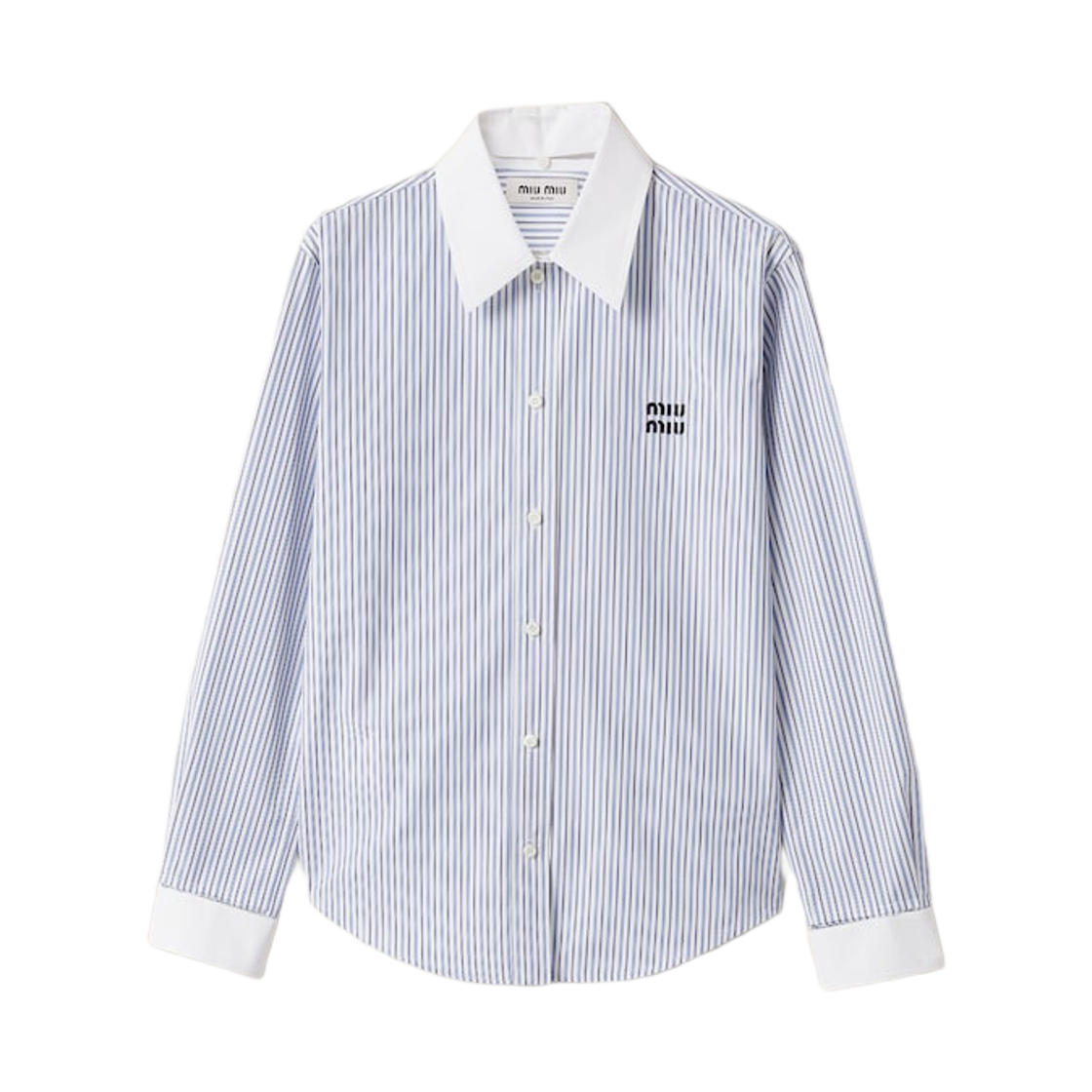 MK1972-174T-F0W3B (W) Miu Miu Striped Poplin Shirt White Light Blue