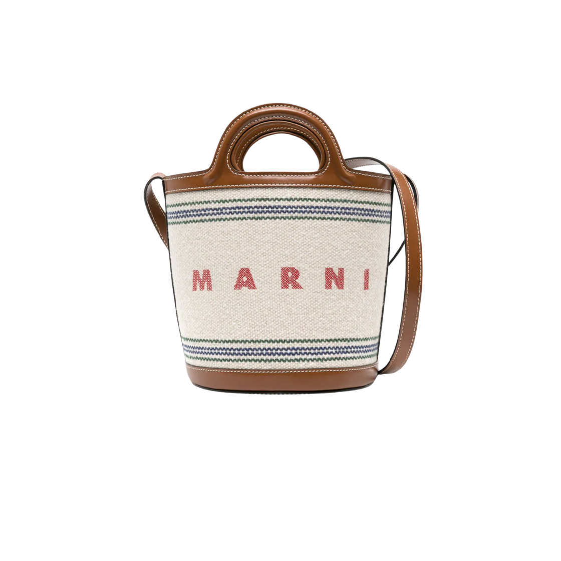 SCMP0056U2-P6457-ZO706 Marni Tropicalia Small Bucket Bag Natural Moka