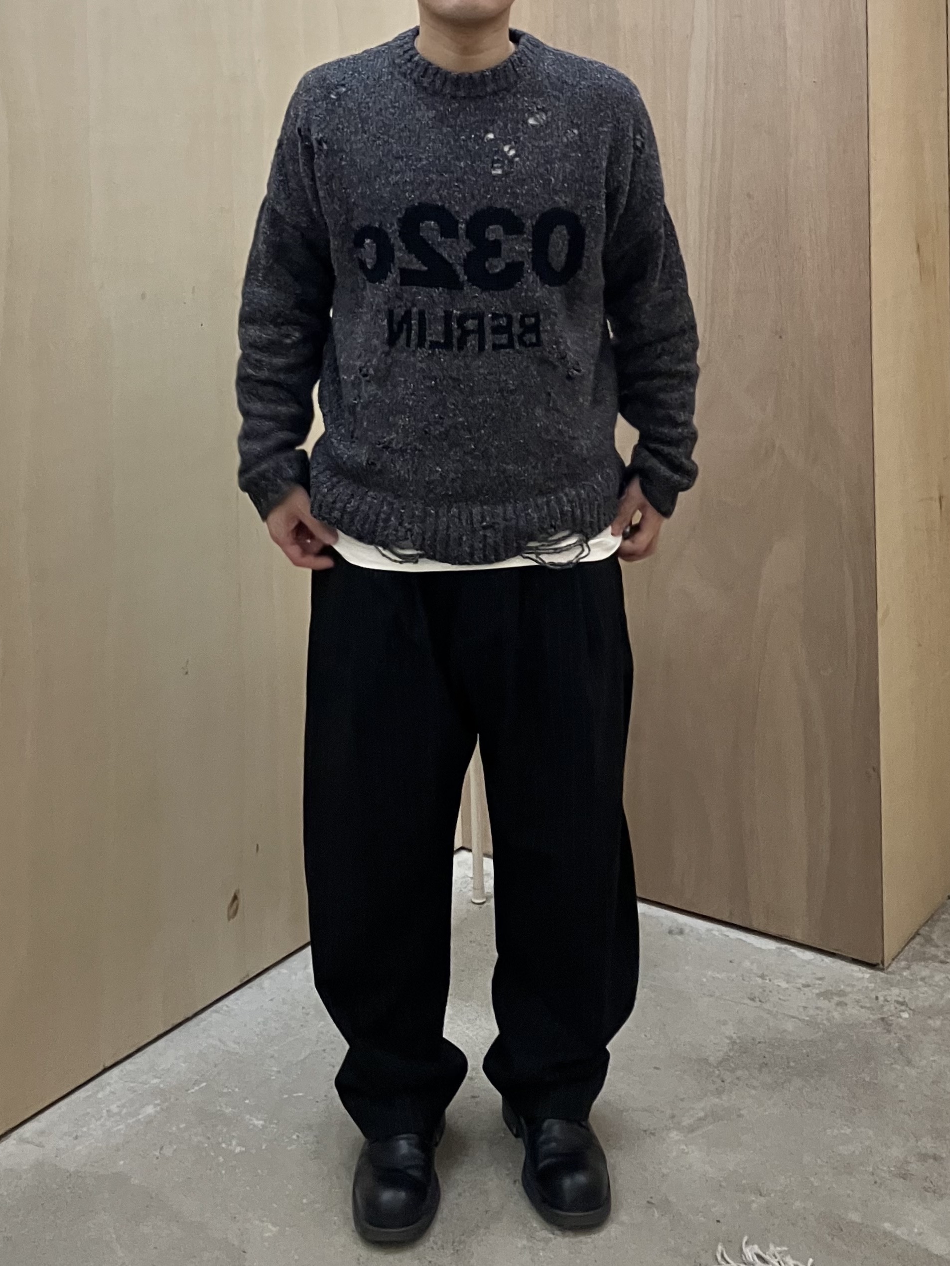 noun Wide Tapered Pants Stripe Black 착용 스타일 - 2