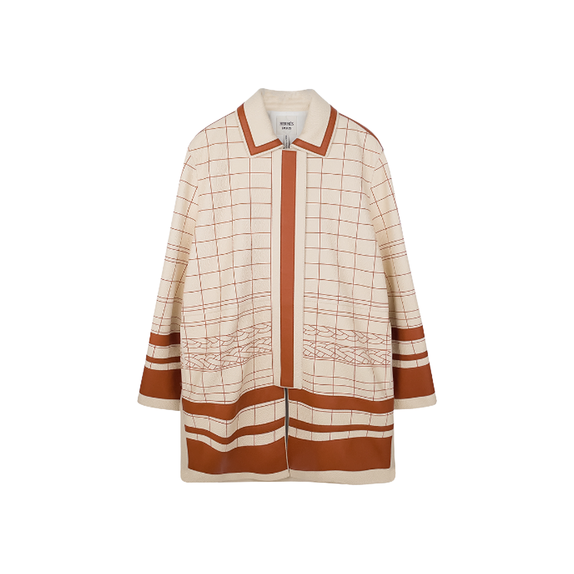 IT23G5QU8KWD Hermes Coaching Deja Vu Deerskin Coat Size 36 Beige Kaolin