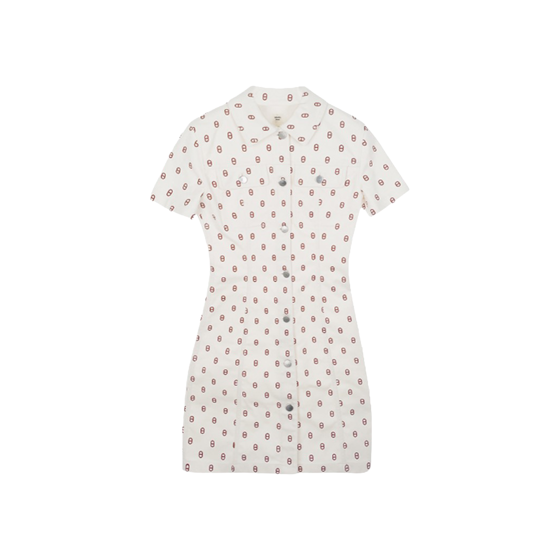 에르메스 샹달 숏슬리브 데님 원피스 34 마롱포브(Hermes Chaine dAncre Short Sleeve Denim Dress Size 34 Marron Fauve) - 1