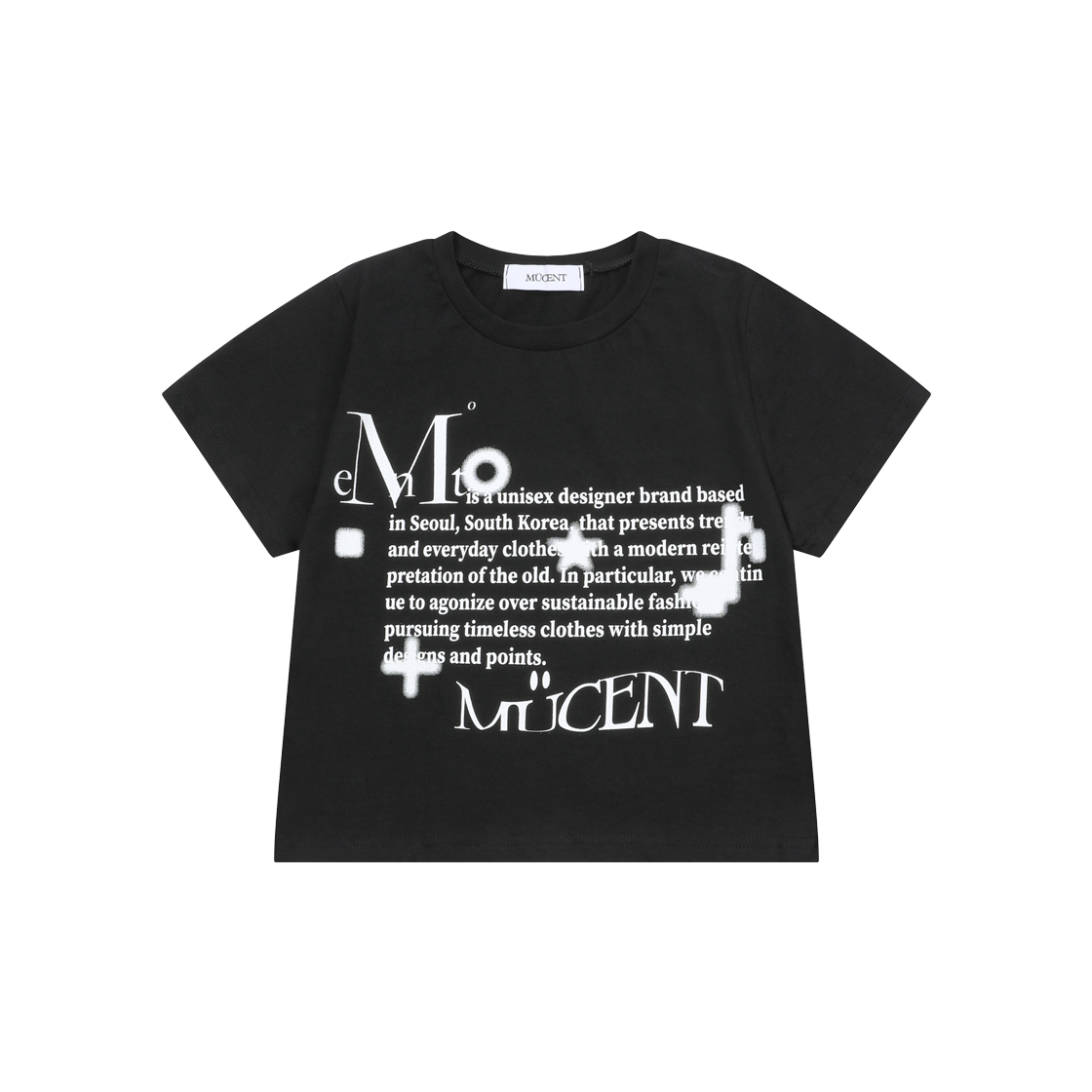 P00000ZI MUCENT Tonz Music Lettering Half T Unisex Black