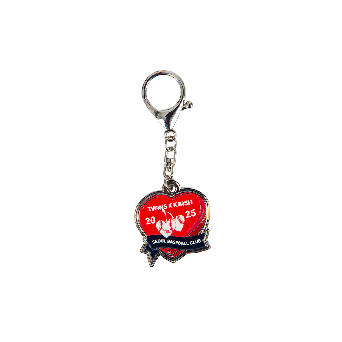 KI255UPTGD043 LG Twins X Kirsh Cherry Twins Heart Metal Keyring