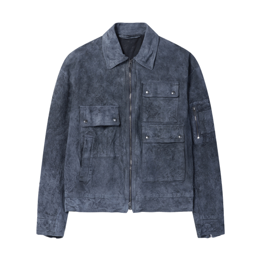 SOUDM24302NYX Series Salvatore Santoro Washed Multi Pocket Leather Jumper Navy