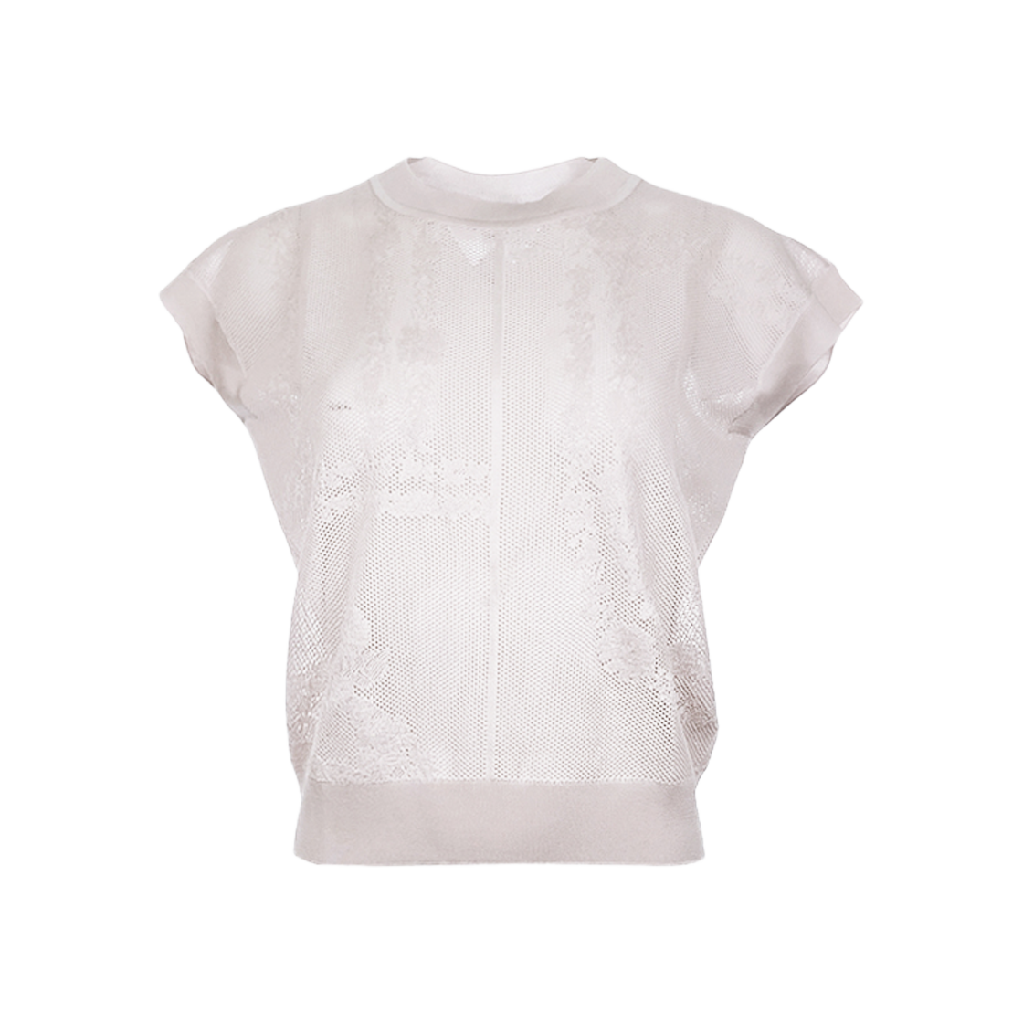 ITIPB4SJ4R7W Hermes Desordre Fleur Short Sleeve Sweater Size 36 Rose Pale