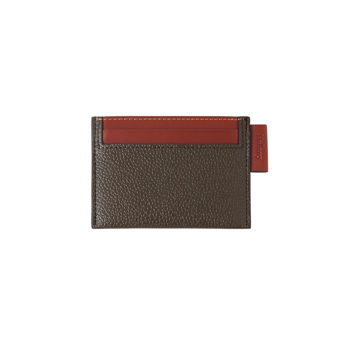RL7036-127Q330 Mulberry Heritage Credit Card Slip with Cognac Printed Bioveg Scotchgrain and Flat Calf Mole