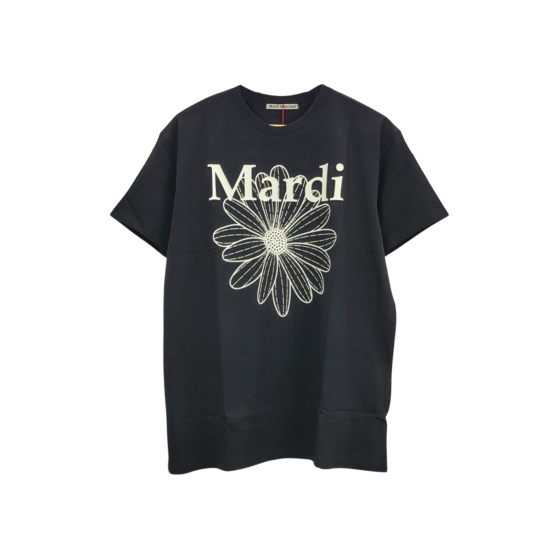 마르디 메크르디 플라워마르디 티셔츠 블랙 아이보리(Mardi Mercredi Flowermardi T-Shirt Black Ivory)