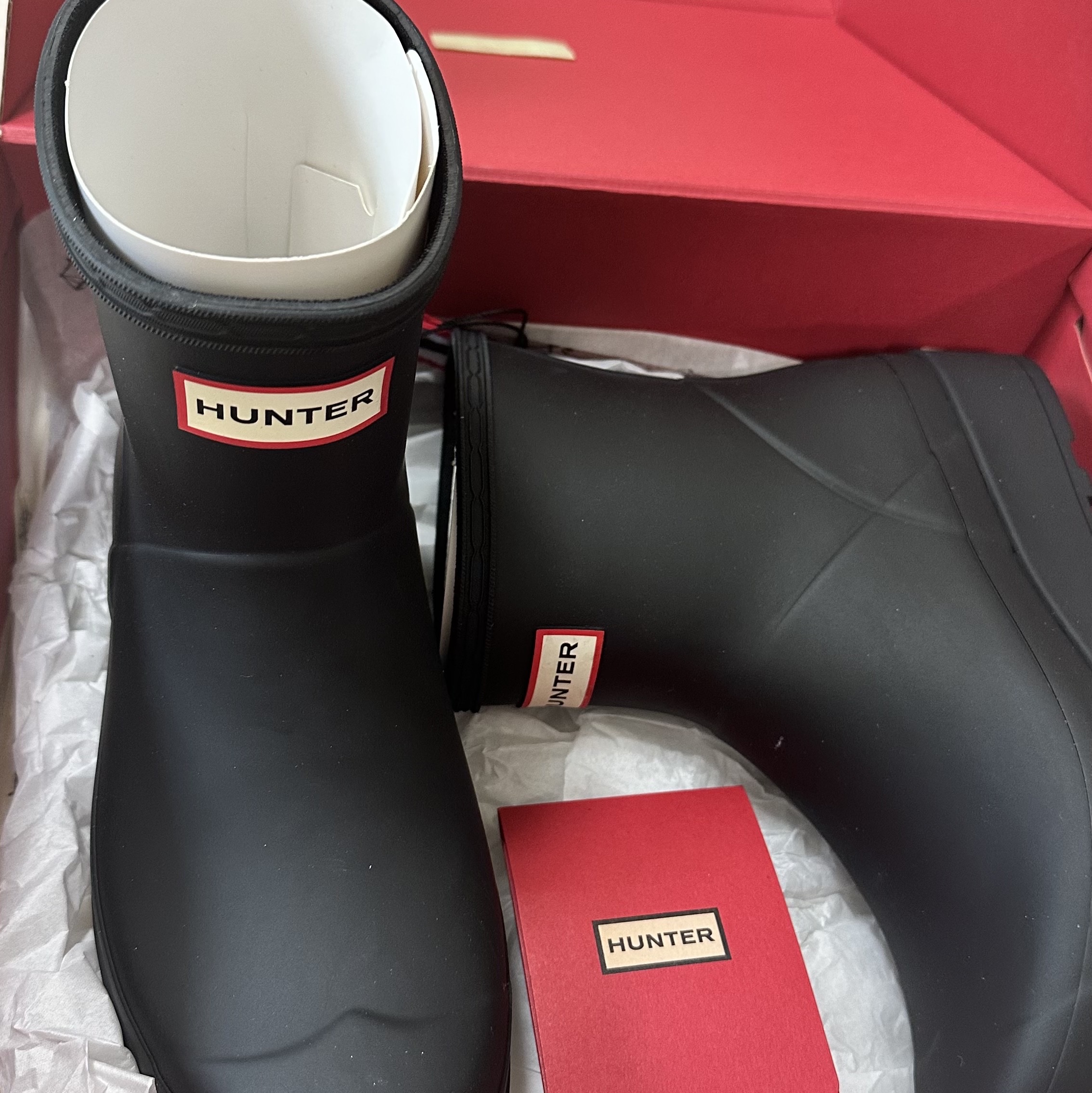 (W) Hunter Play Short Rain Boots Black, Human Made T-Shirts White (3 Pack) 착용 스타일 - 2