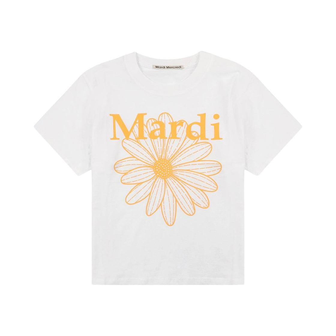 (W) 마르디 메크르디 플라워마르디 슬림 티셔츠 화이트 탠저린((W) Mardi Mercredi Flowermardi Slim T-Shirt White Tangerine)