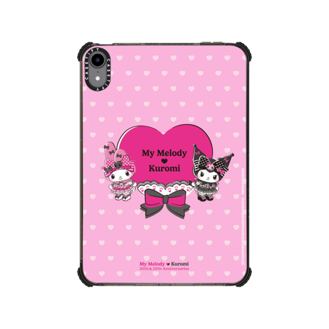 케이스티파이 x 산리오 마이 멜로디 & 쿠로미 아이패드 하트 임팩트 케이스 핑크 블랙(Casetify x Sanrio My Melody & Kuromi iPad Heart Impact Case Pink Black)
