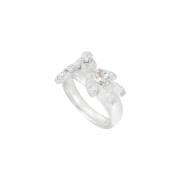 Yvmin Carved Metal Mini Bear Ring White - 25FW