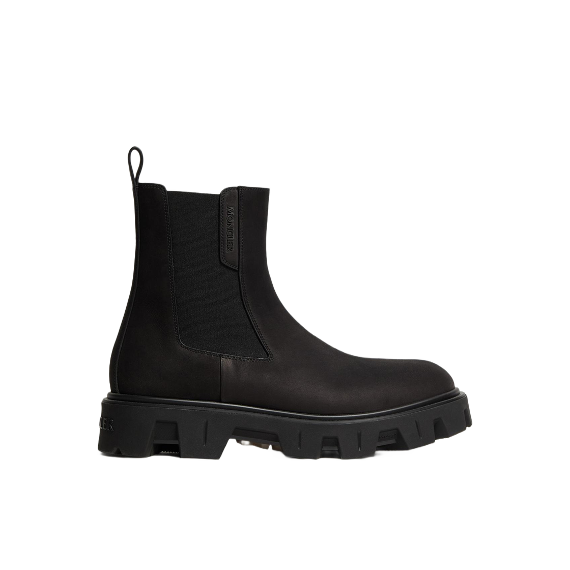 K2-09A-4F00060-M7373-999 Moncler Peak City Nubuck Chelsea Boots Black - 25FW