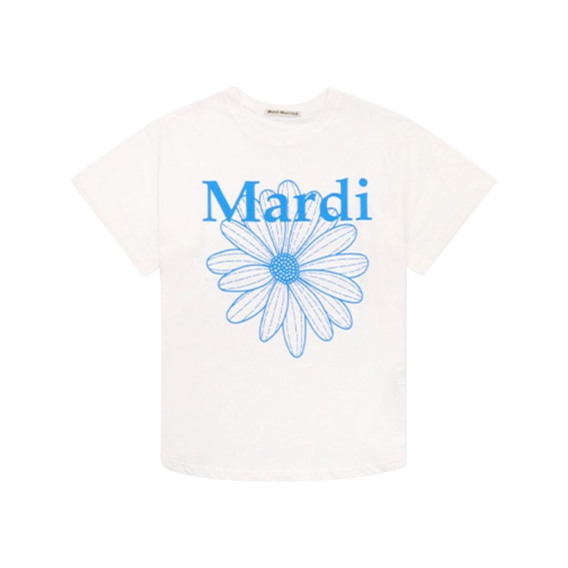 (W) 마르디 메크르디 플라워마르디 티셔츠 화이트 플루오블루((W) Mardi Mercredi Flowermardi T-Shirt White Fluoblue) - 1