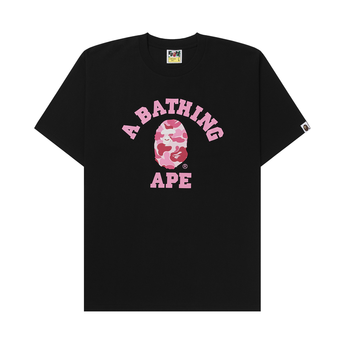 베이프 ABC 카모 컬리지 티셔츠 블랙 핑크(BAPE ABC Camo College T-Shirt Black Pink)