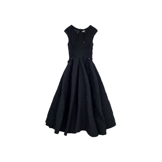 ITT2B62EQDC5 Dior Sleeveless Shirring Dress Size 36 Black