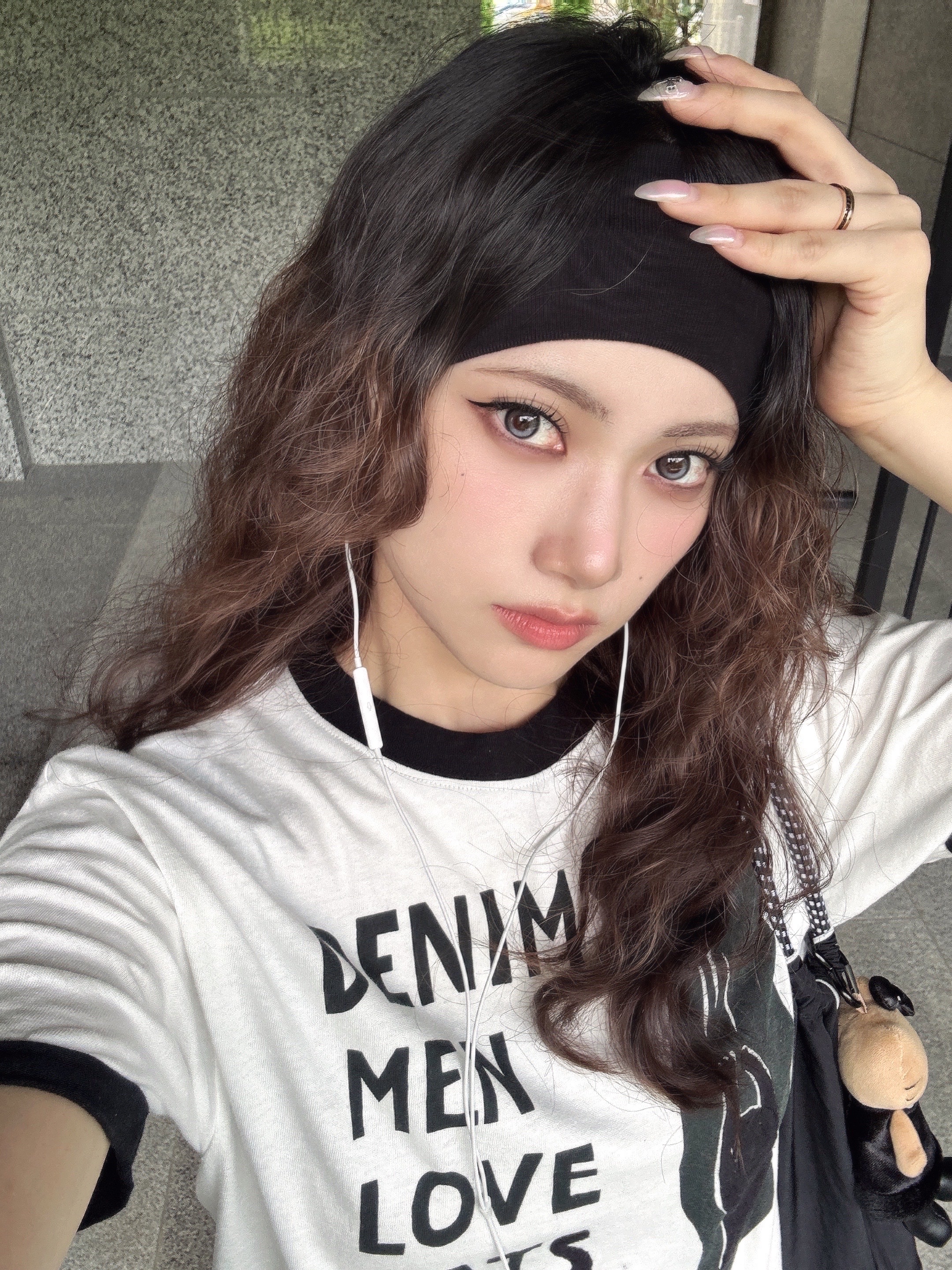Kapital 20 Jersey Ringer T-Shirt Denim Men Love Cats Scratch Pt White 착용 스타일