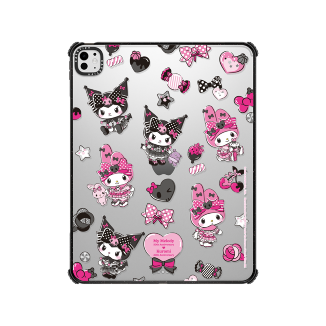 케이스티파이 x 산리오 마이 멜로디 & 쿠로미 아이패드 패턴 임팩트 케이스 블랙 핑크(Casetify x Sanrio My Melody & Kuromi iPad Pattern Impact Case Black Pink)