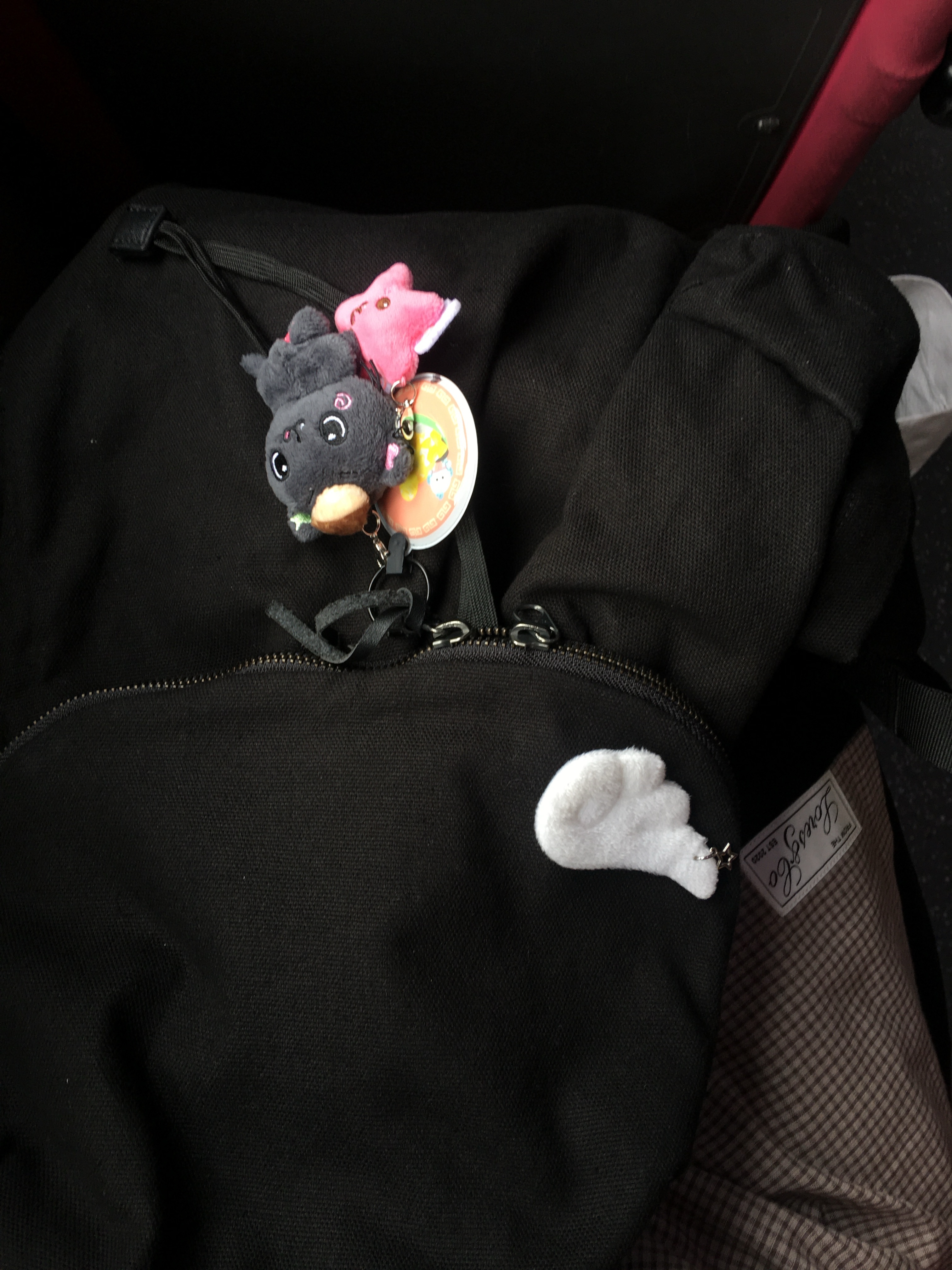 Sansan Gear Flap Backpack Black, NCT Wish Fanlight Mini Doll Keyring Riku Ver. 착용 스타일