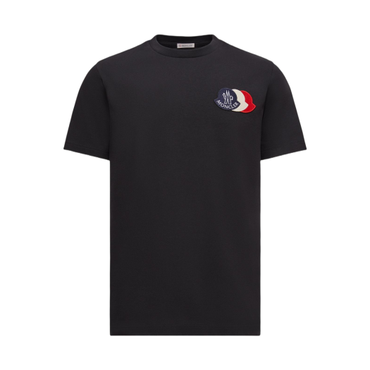 몽클레르 자수 바시티 로고 코튼 티셔츠 블랙 - 25SS | Moncler | KREAM