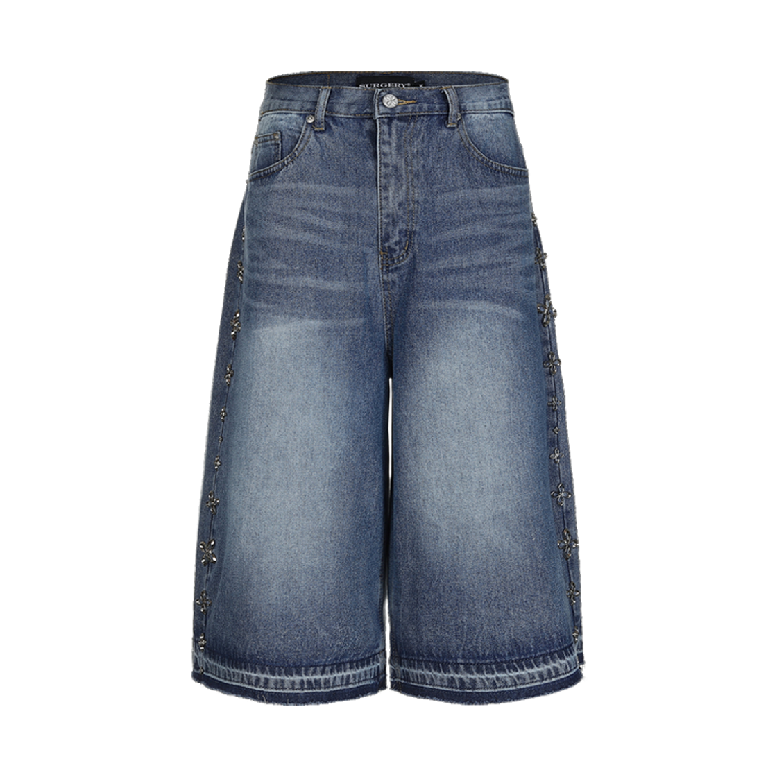 25HSPT01 Surgery Clover Line Denim Bermuda Pants Blue