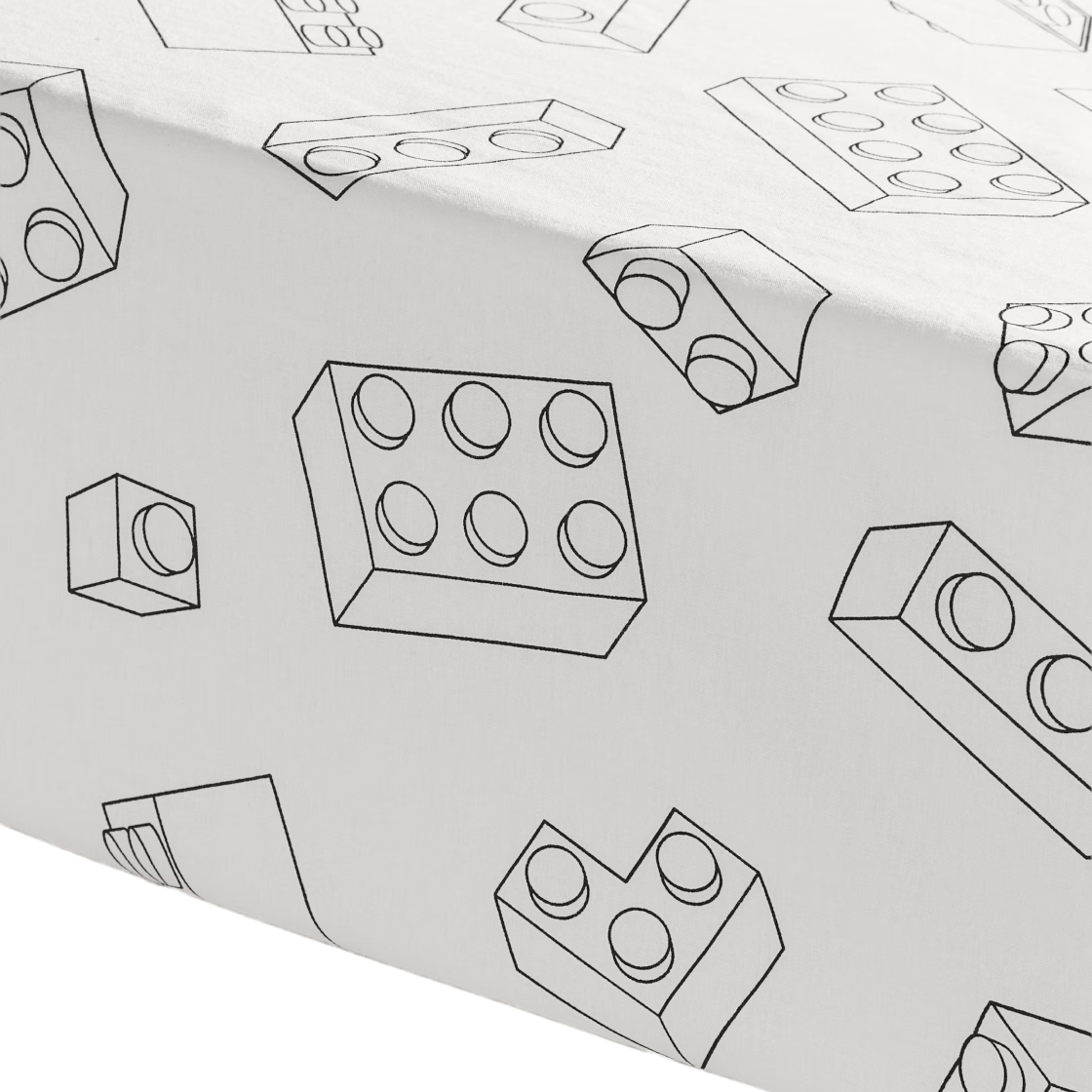 에이치앤엠 x 레고 코튼 매트리스 커버 90 x 200 화이트 레고(H&M x Lego Patterned Cotton Mattress Cover 90 x 200 White Lego)