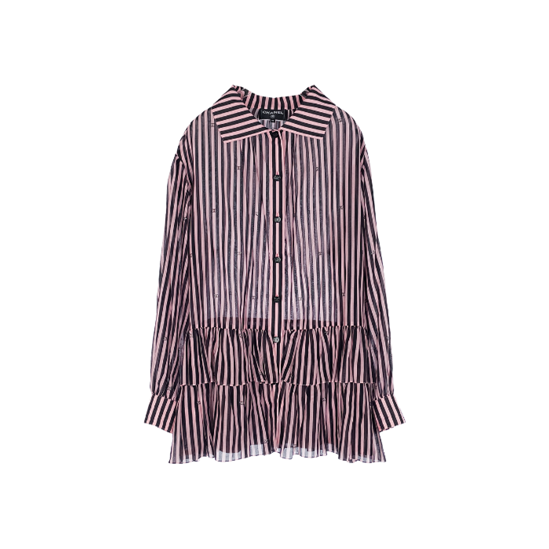 샤넬 24M 코코비치 스트라이프 드레스 36 블랙/핑크(Chanel 24M Coco Beach Stripe Dress Size 36 Black/Pink) - 1