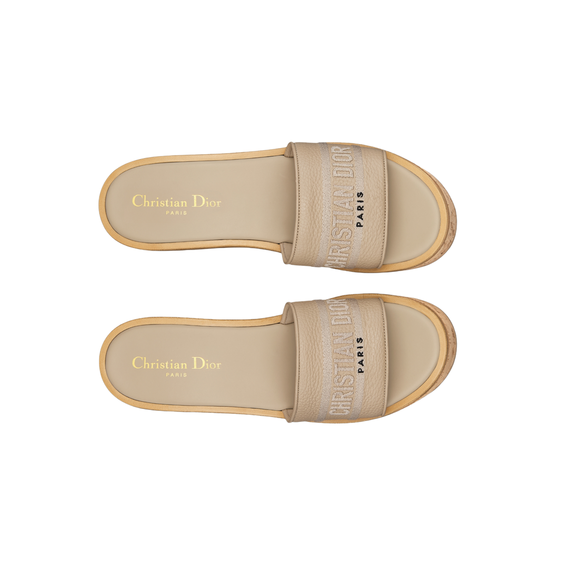 (W) 디올 디웨이 플랫폼 슬라이드 그레인드 카프스킨 파우더 베이지((W) Dior Dway Platform Slide Grained Calfskin Powder Beige) - 2