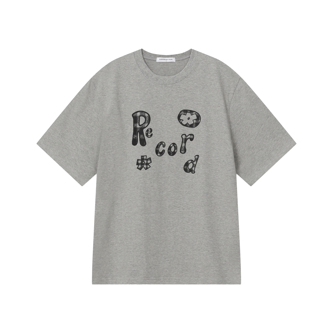 SR25SSTOP03GR SLOW RECORD HOUSE Typo Play Record T-Shirt Gray