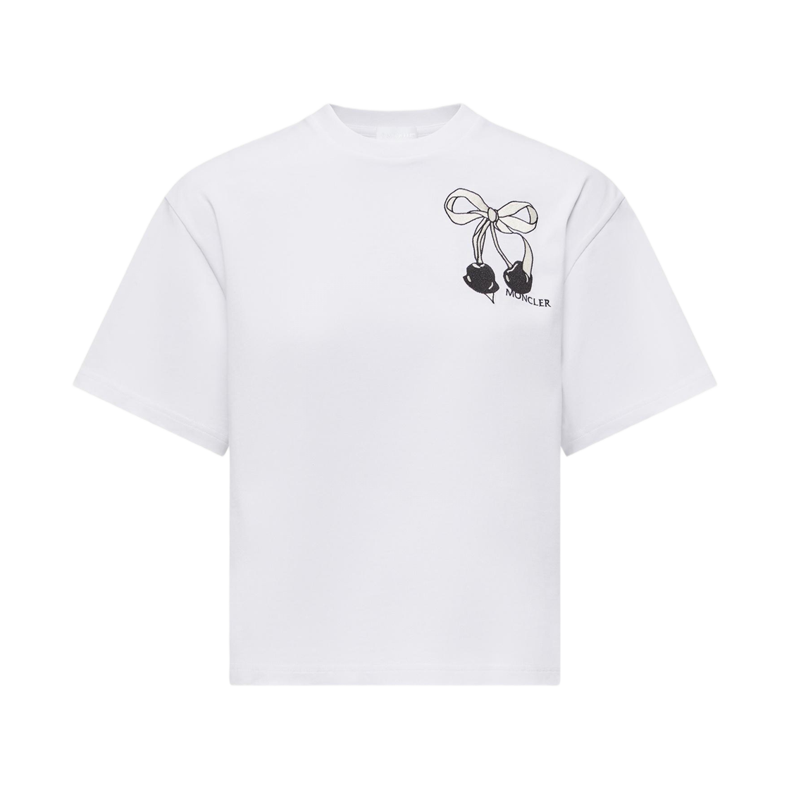 K2-093-8C00011-89AUG-00A (W) Moncler Embroidered Cherry Logo Cotton T-Shirt White - 25FW