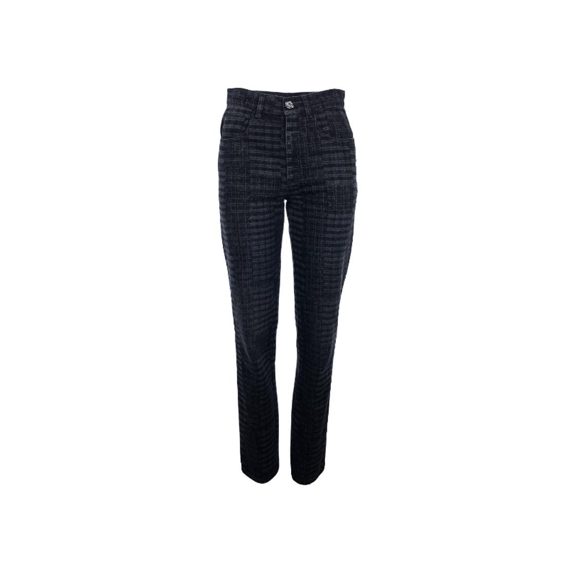 ITKMIURHVQ4W Chanel 24A Check Denim Pants Size 33 Black
