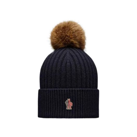 I2-098-3B00019-M1213-750 (W) Moncler Pom Pom Cashmere Beanie Navy Blue - 23FW