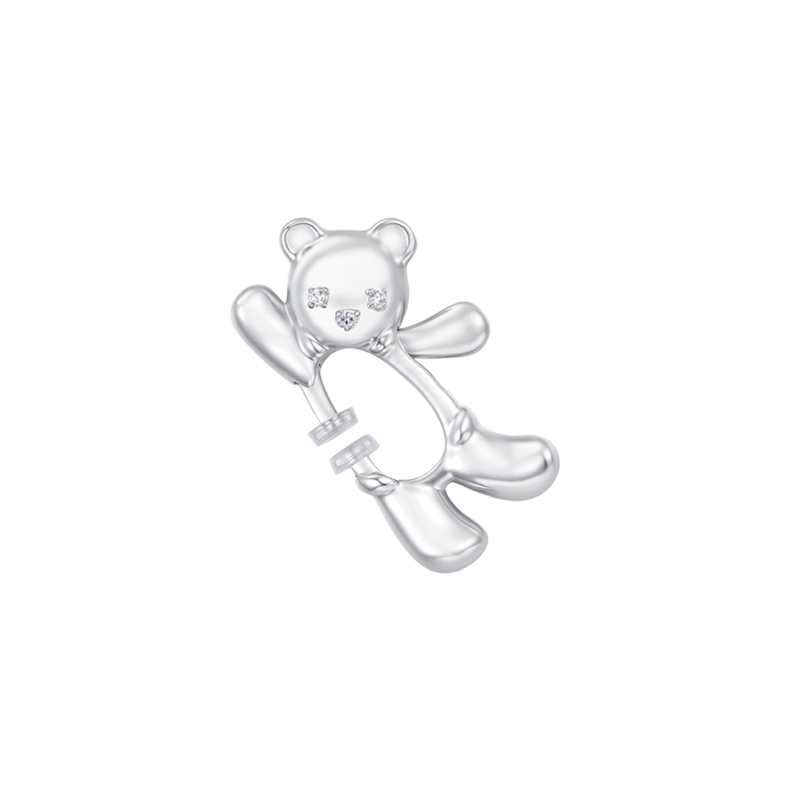 위민 웨이빙 베어 스프링 클래스프 이어링 실버 - 25FW(Yvmin Waving Bear Spring Clasp Earrings Silver - 25FW)
