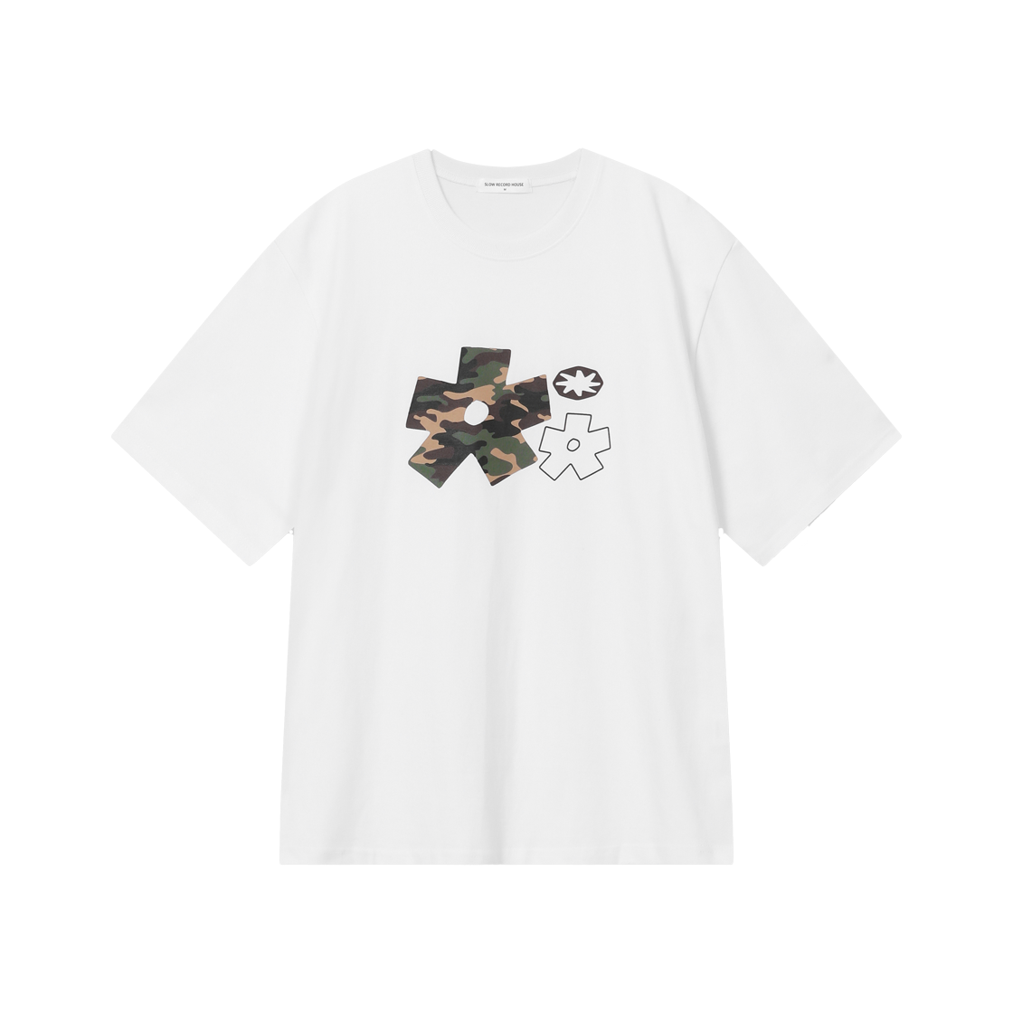 SR25SSTOP04WH SLOW RECORD HOUSE Camo Bloom Star T-Shirt White