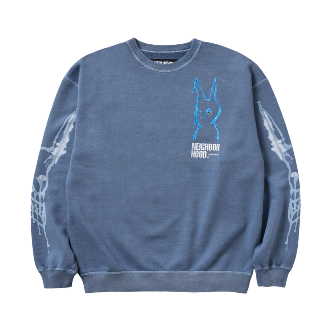 네이버후드 x 퍼킹 어썸 피그먼트 다이드 롱슬리브 스웨트 셔츠 네이비