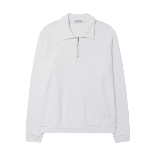 SOTAM24253IVX Series Wool & Co Waffle Half Zip Up T Shirt Ivory
