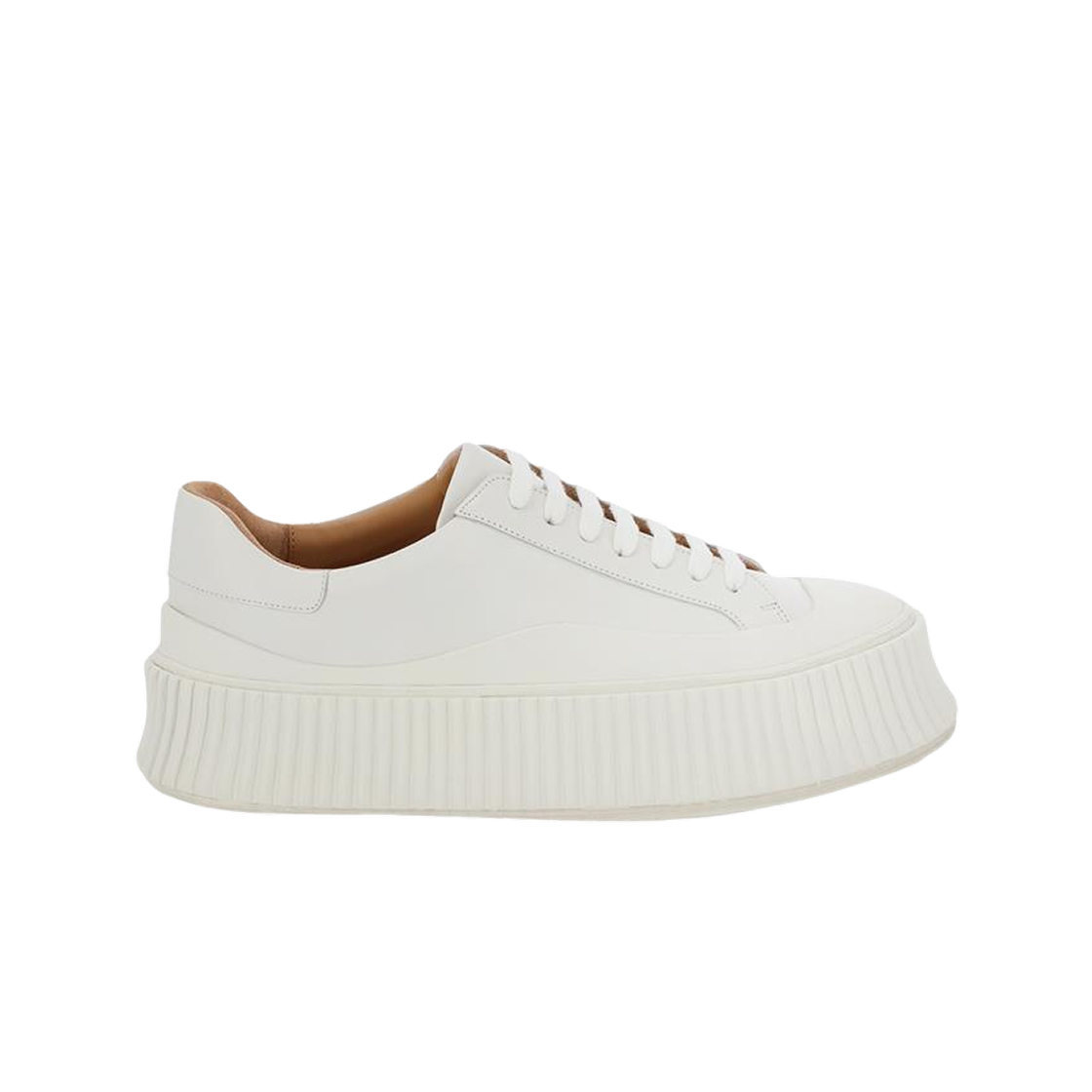 (W) 질 샌더 레더 스니커즈 옵틱 화이트((W) Jil Sander Leather Sneakers Optic White)