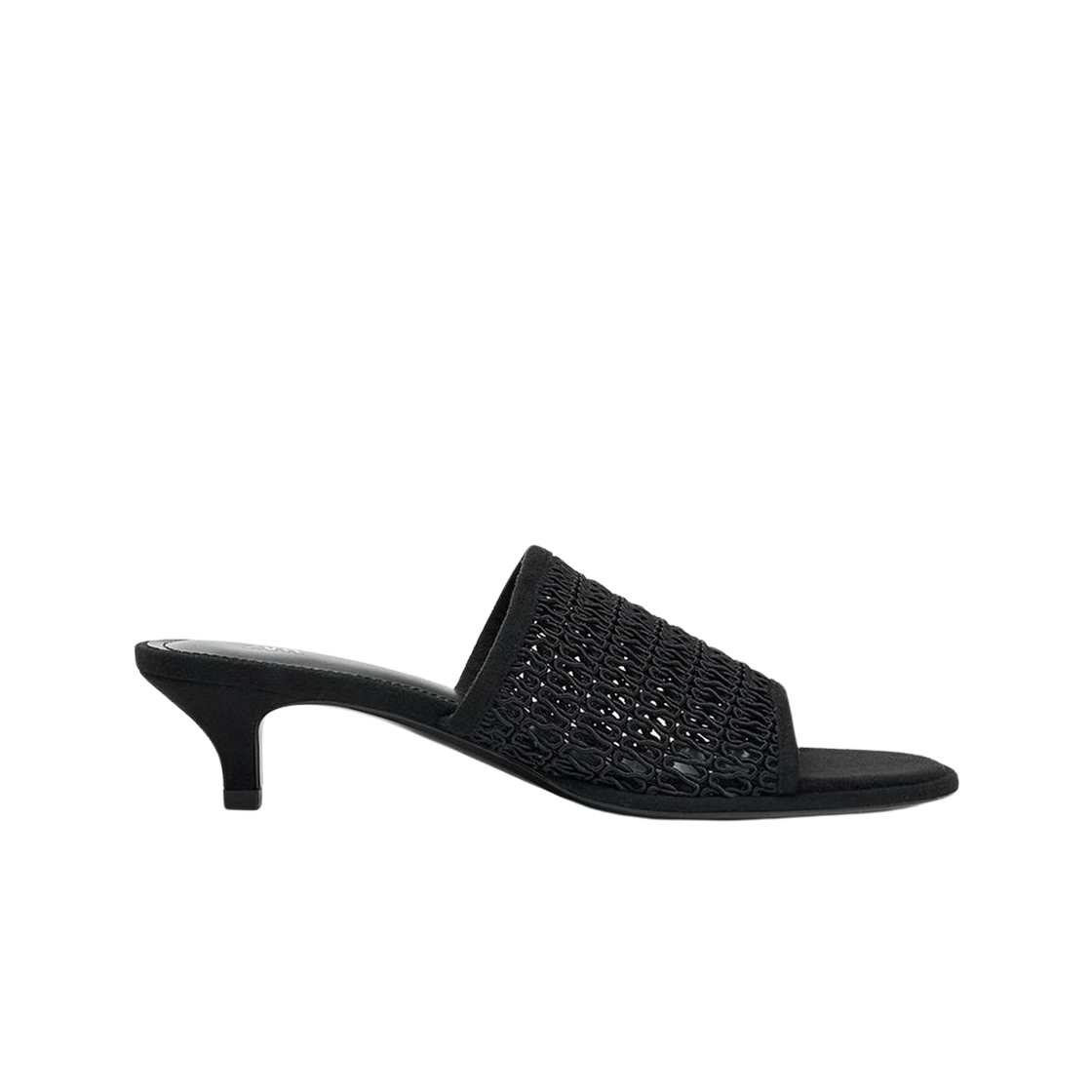 (W) 자라 브레이디드 키튼 힐 뮬 블랙((W) Zara Braided Kitten Heel Mule Black)