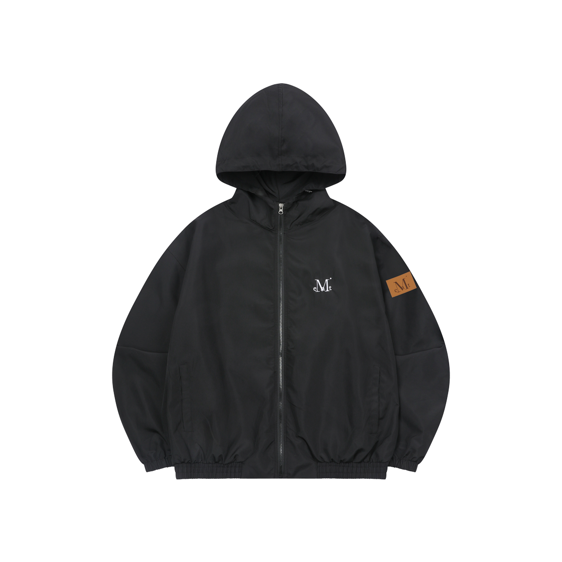 P00000ZJ MUCENT Milan Signature Logo Hood Wind Breaker Black