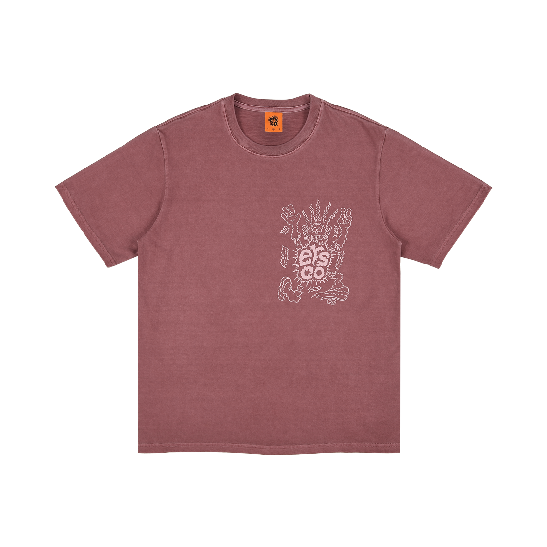 이알에스코 x 톰소어 피그먼트 로고 티셔츠 레드(ersco x TX Pigment Logo T-Shirt Red)