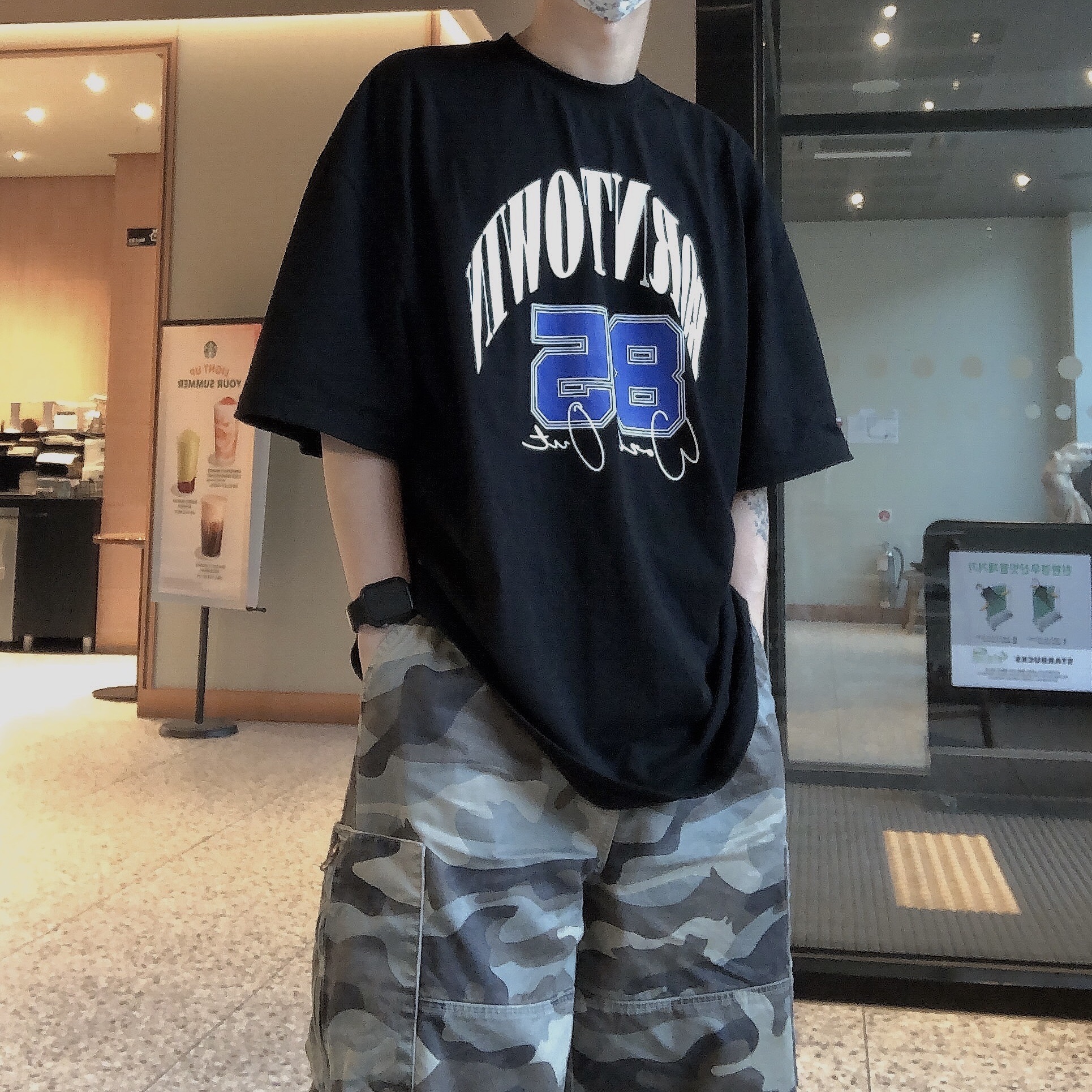 BORN TO WIN 85 Workout T-Shirts Black 착용 스타일 - 2