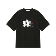 SLOW RECORD HOUSE Polka Dot Star T-Shirt Black