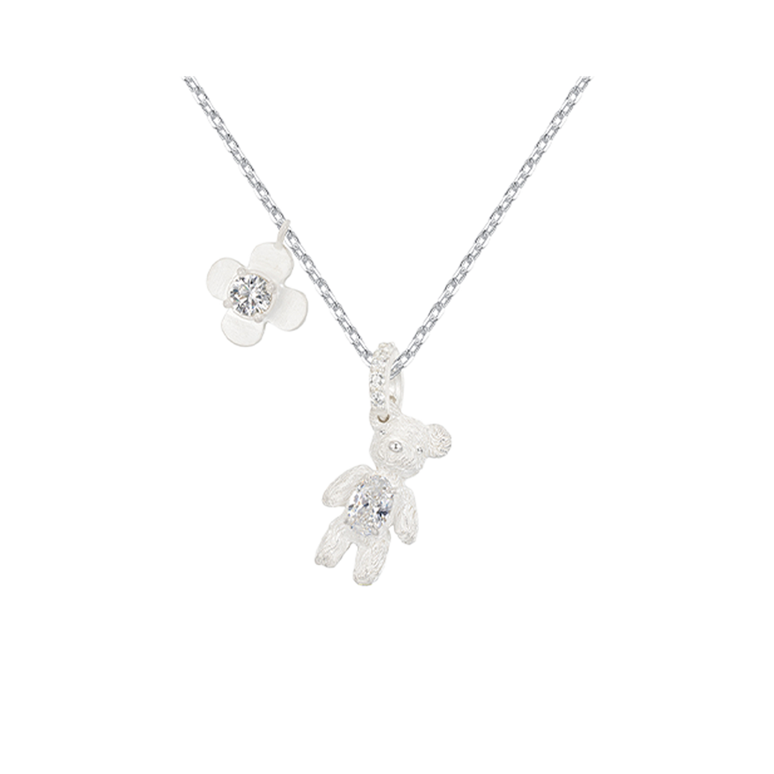 위민 카브드 메탈 미니 베어 펜던트 화이트 - 25FW(Yvmin Carved Metal Mini Bear Pendant White - 25FW)