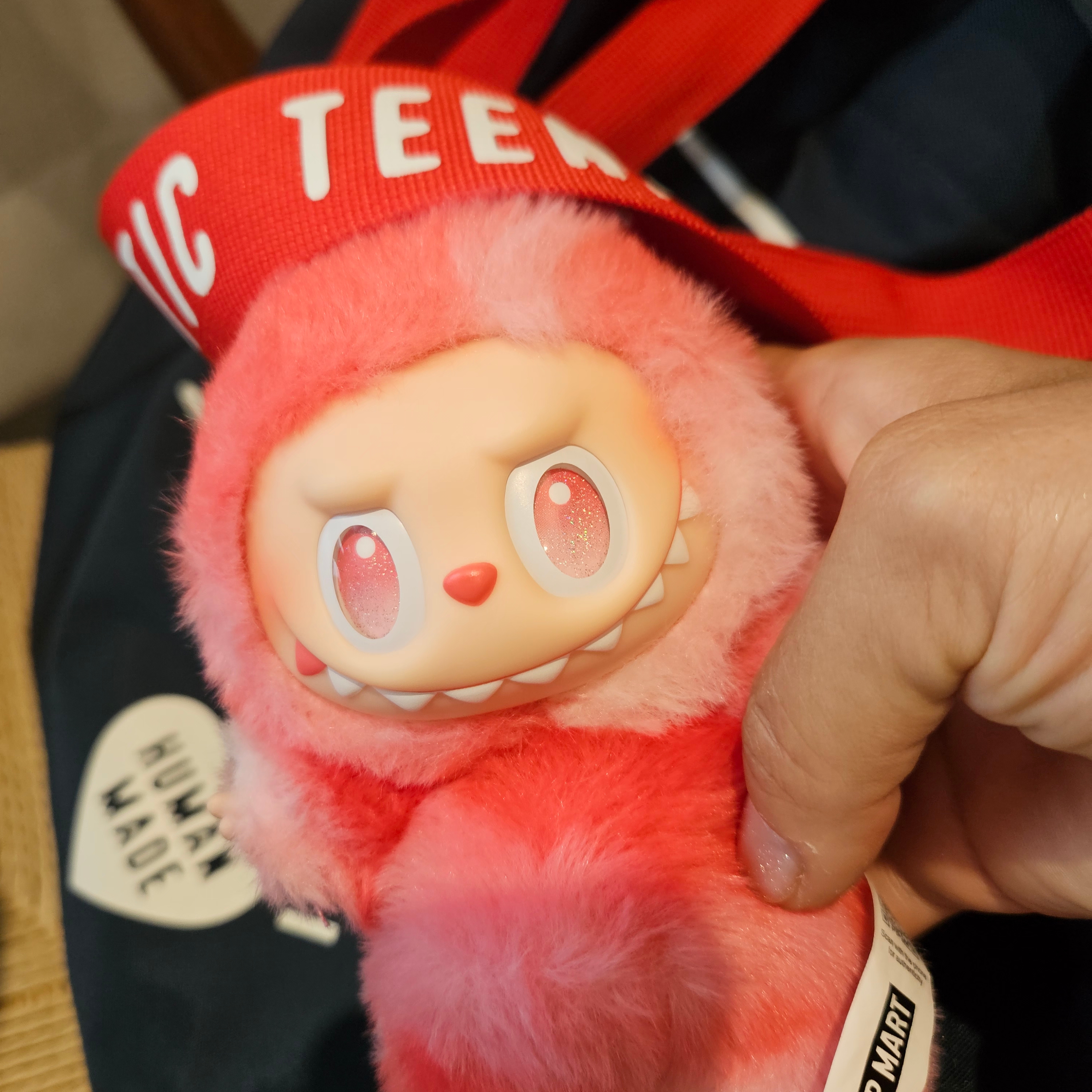 Pop Mart Labubu The Monsters Highlight Series Love Keyring (Opened Case), Human Made Shoulder Tote Bag Navy 착용 스타일 - 2