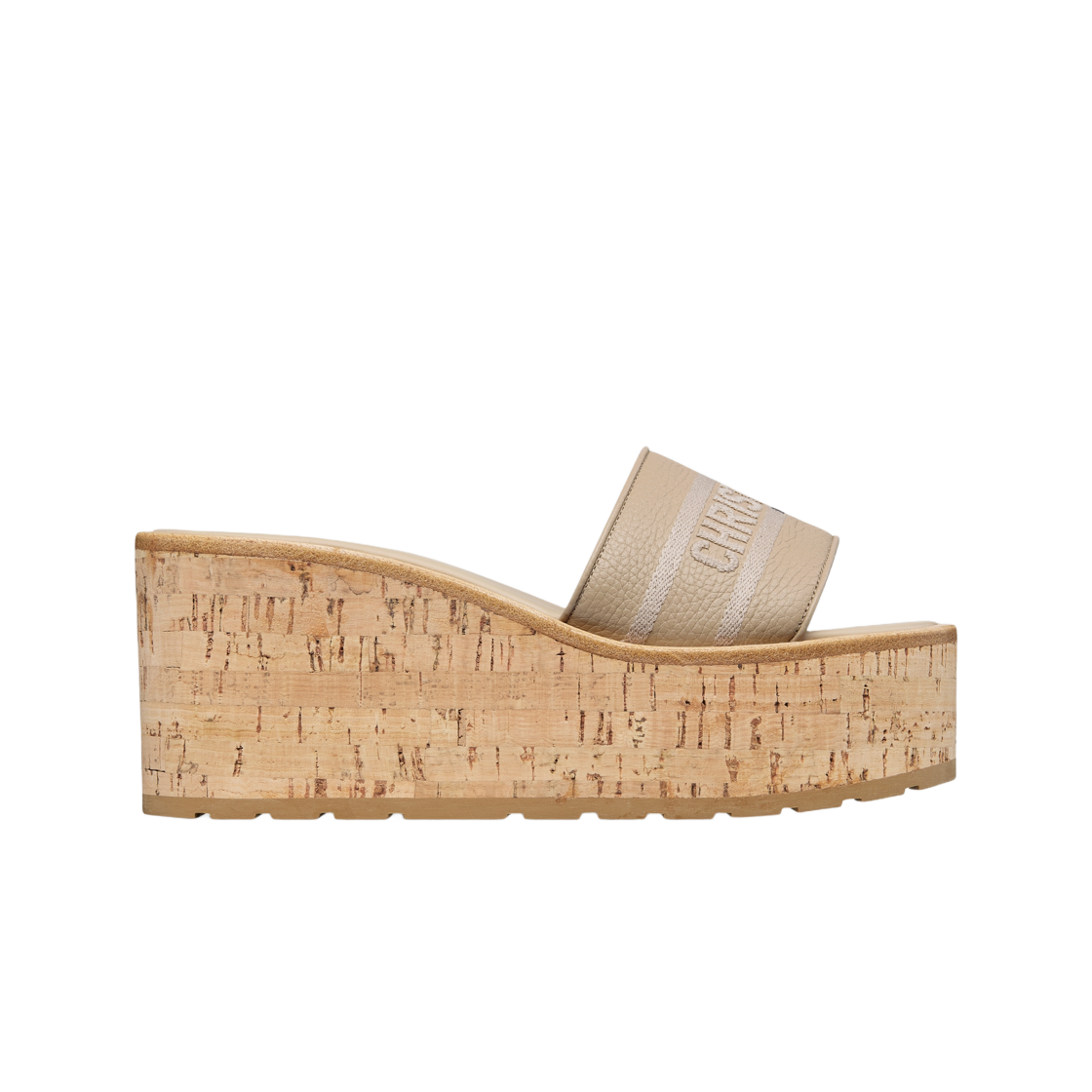 (W) 디올 디웨이 플랫폼 슬라이드 그레인드 카프스킨 파우더 베이지((W) Dior Dway Platform Slide Grained Calfskin Powder Beige) - 1