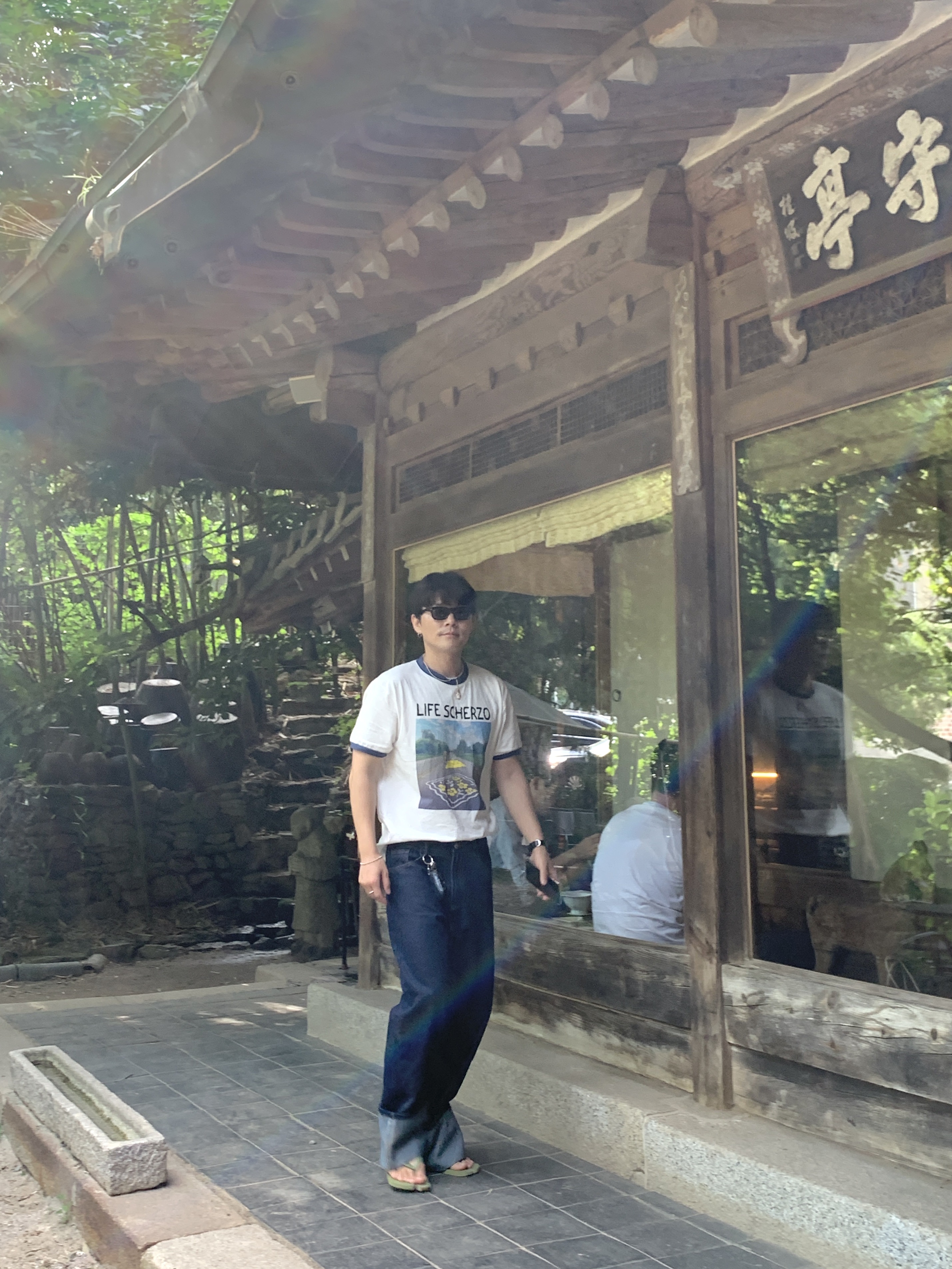 Kapital 20 Tenjiku Ringer Life Scherzo Road Sign Painter Pt T-Shirt White, Colecole New Wave Sage 착용 스타일 - 1