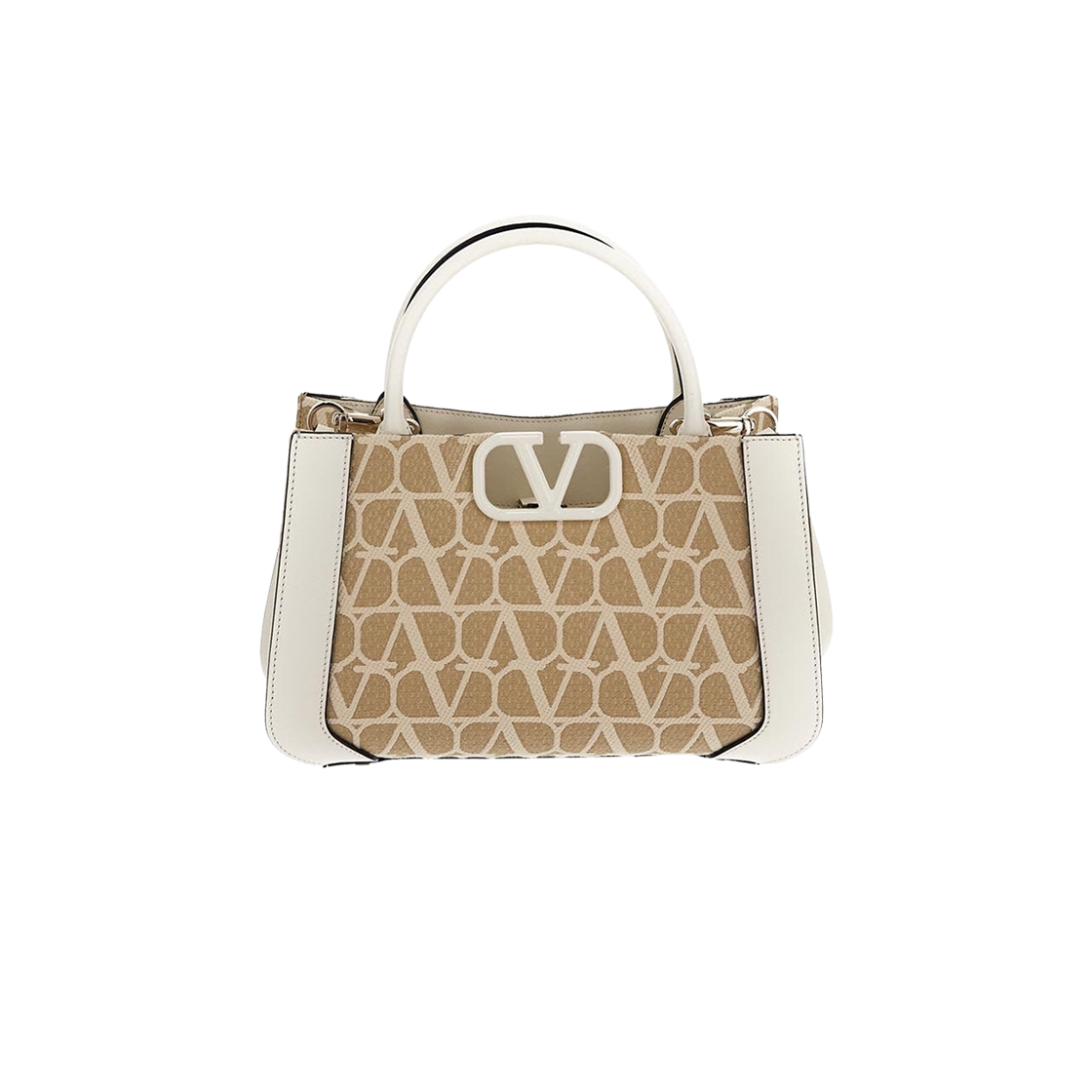 B0M55AFRYT3 Valentino Small Vlogo Signature Toile Iconographe Handbag Beige Ivory