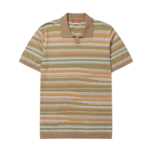 SOWAM24204ORX Series Daniel Fiesoli Stripe Open Collar Knit Orange